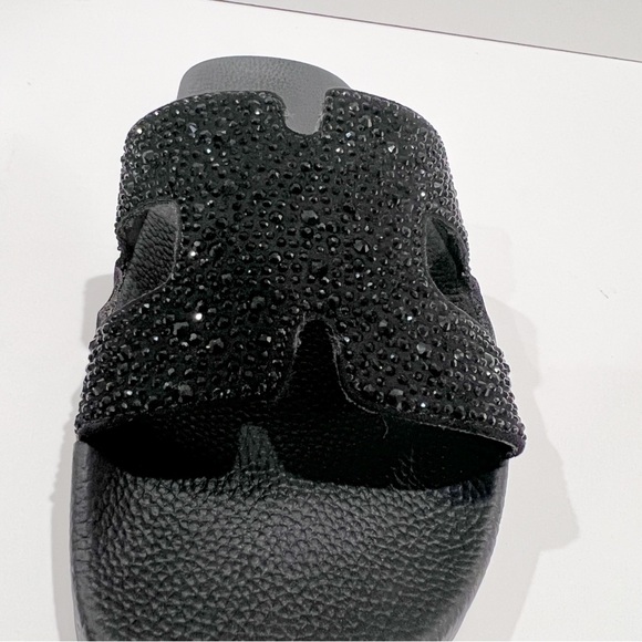 INC Pia Black Rhinestone Slide Sandals Slip On Comfort Footbed Sparkle 9 NEW - Picture 4 of 16